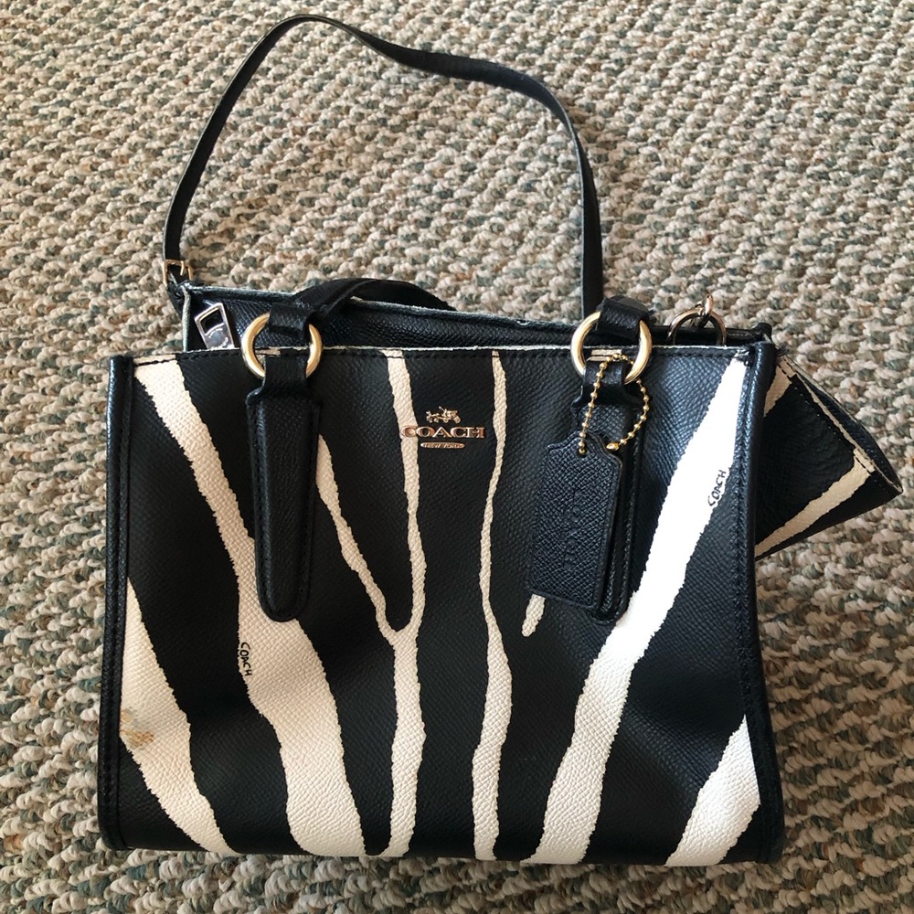 Coach Crossbody Black and White Zebra Print